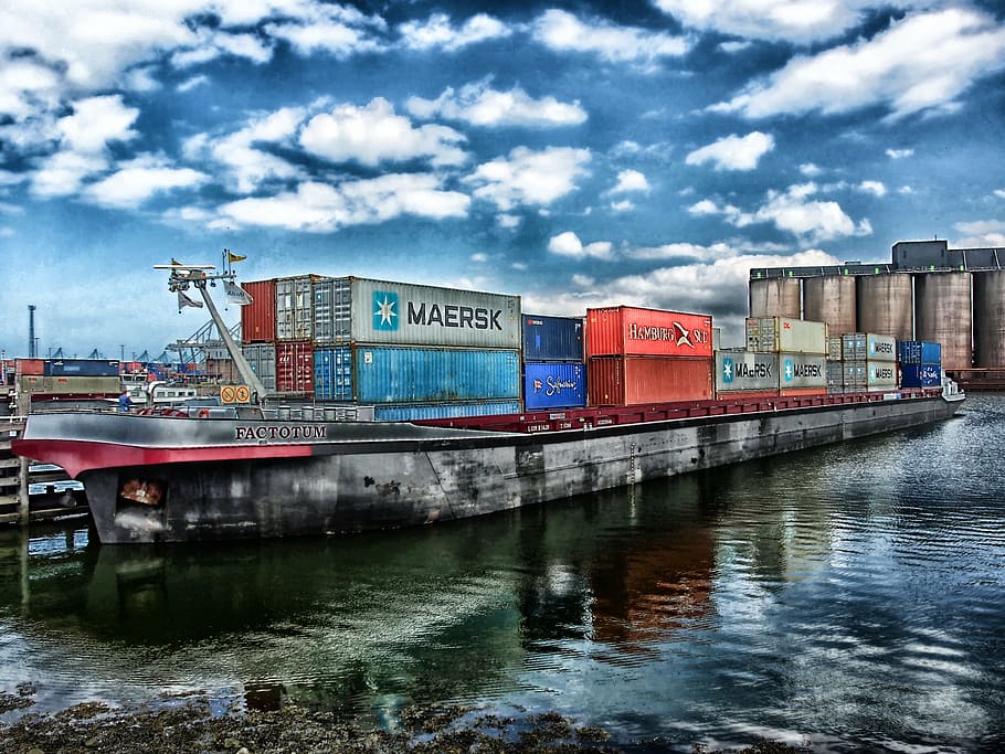 intermodal, containers, dock, rotterdam, netherlands, ship, crates, cargo, port, harbor