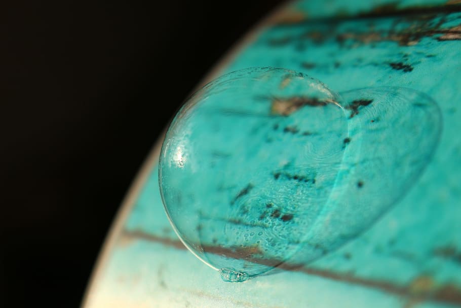 Soap Bubble, Turquoise, Wood, blue, weathered, blow, close-up, indoors, science, laboratory