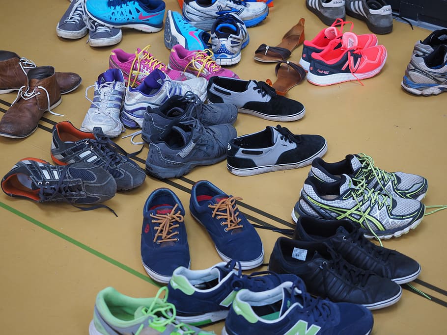 assorted-color, shoes, sandals, floor, Sports Shoes, Running Shoes, beaten, representatives, sneakers, sporty