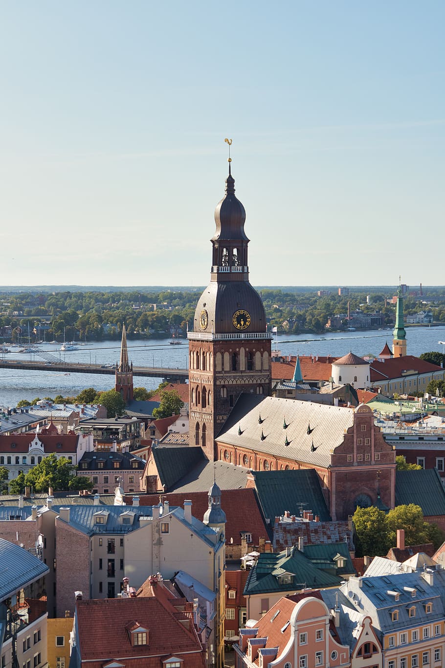riga, latvia, architecture, panorama, facade, city, tower, urban, houses, cathedral