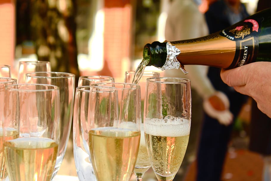 person, pouring, glasses, Champagne, Pour, Mineral Water, pour a, serve, festival, celebration