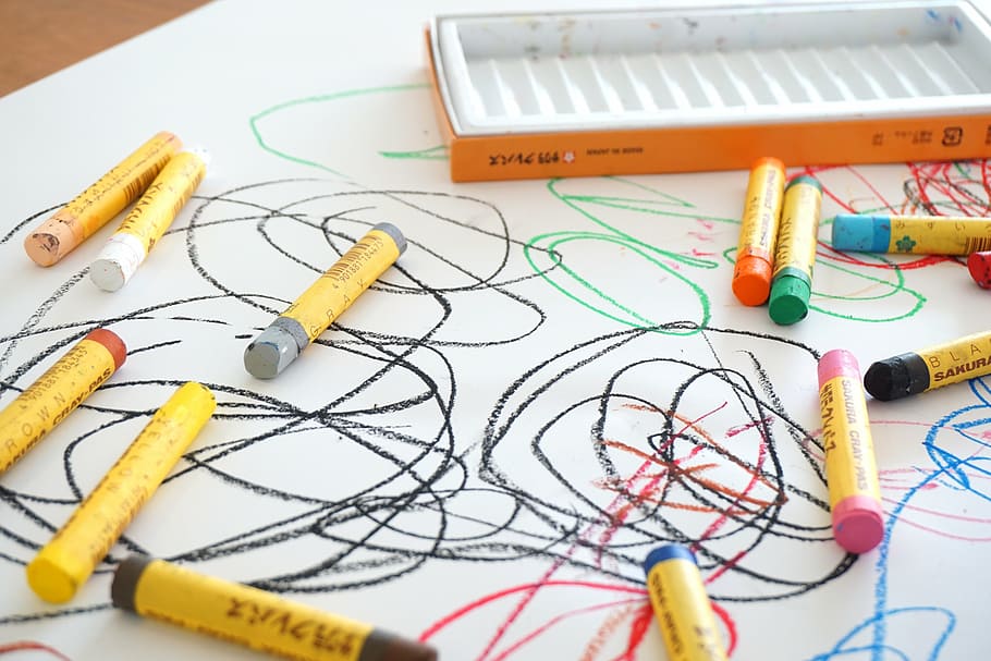 assorted-color pens, box, crayon, graffiti, drawing, parenting, color, oekaki, children, soppy