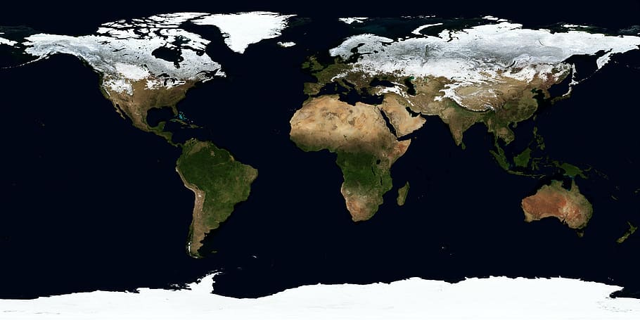 captura de pantalla del mapa, tierra, mapa, invierno, enero, continentes, zonas climáticas, vista aérea, atlas, nasa