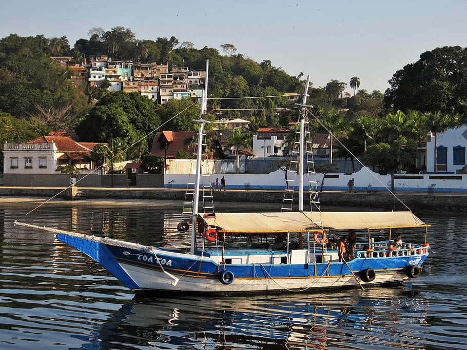 pulau paquetá, stadtviertel dari rio, guanabara bay, kapal, favelas, car-island, pulau kecil, rio de janeiro, brazil, kapal bahari