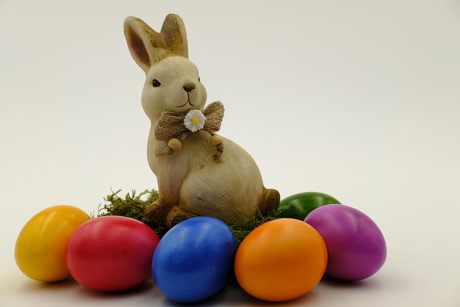 brown, rabbit, eggs figurine, easter, easter bunny, easter eggs, easter celebration, hare, egg, osterkarte