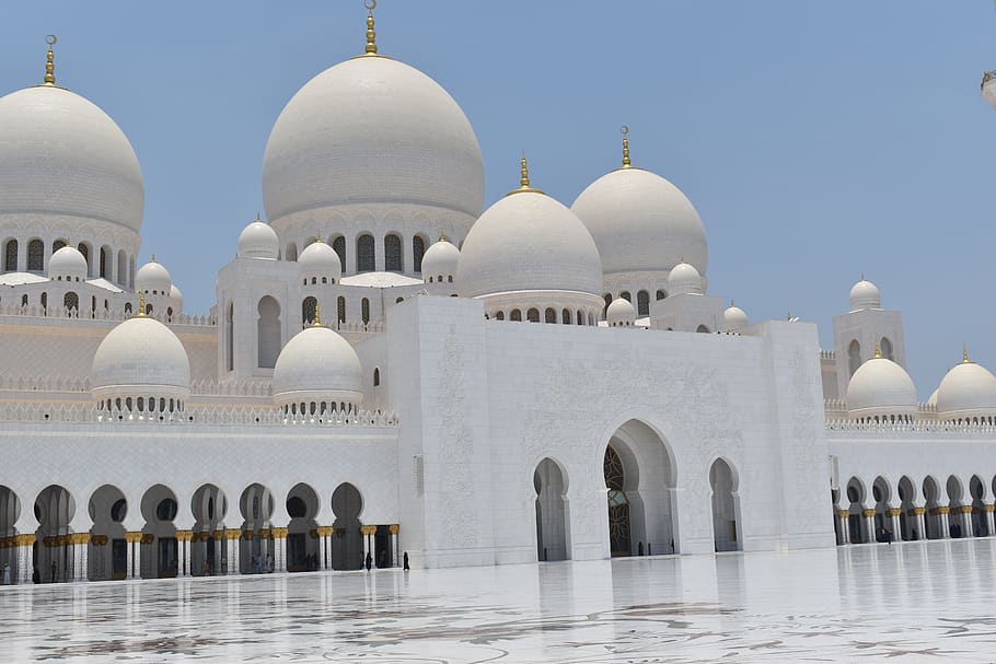 zayed mosque, abu dhabi, mosque, religion, muslim, architecture, uae, dome, minaret, travel