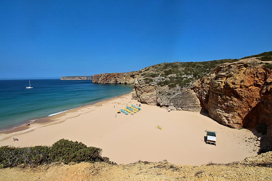 portugal, southwest coast, atlantic, cliff, landscape, sea, water, land, beach, scenics - nature