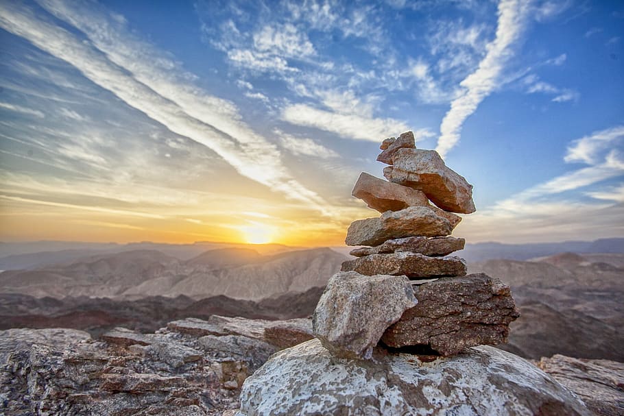 brown rock formation, sunset, mount, top, landscape, mountain, travel, evening, panorama, scenic