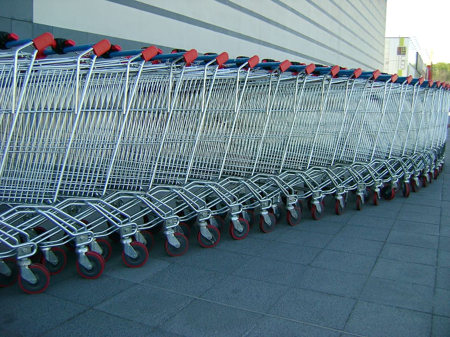 carts, expense, shopping cart, supermarket, purchase, metal, list, shopping, commercial, trade