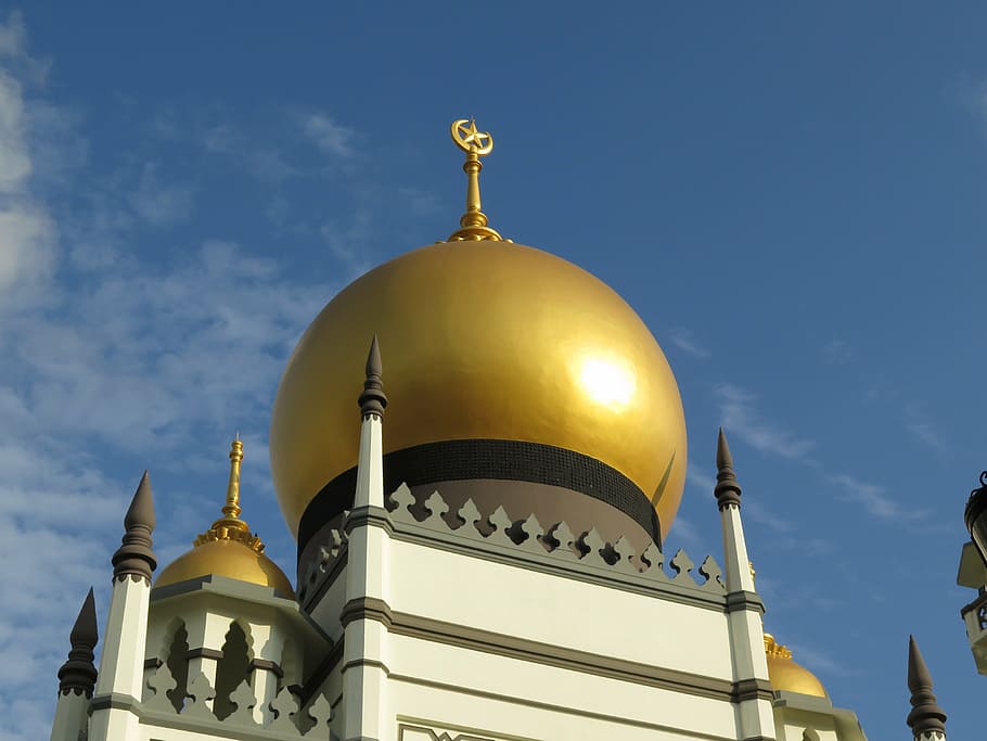 singapur, mezquita del sultán, kampong glam, religión, arquitectura, creencia, espiritualidad, cielo, lugar de culto, estructura construida