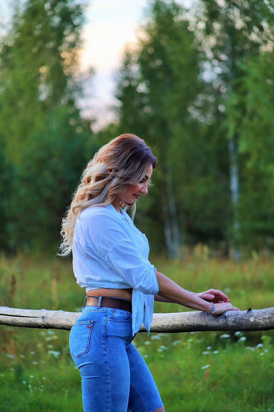 beauty, village, field, russia, nature, landscape, tourism, jeans, travel, hairstyle