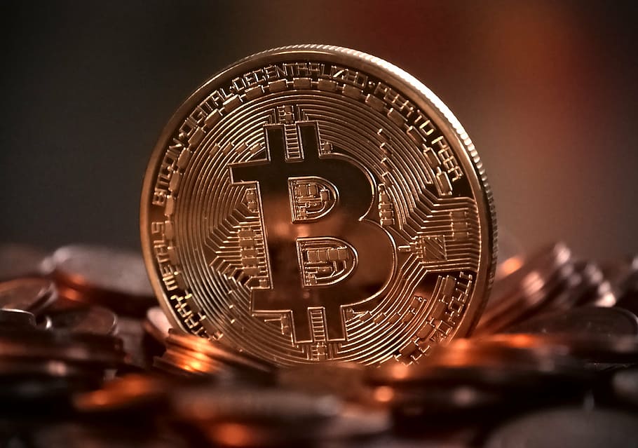 bitcoin berwarna emas bulat, bitcoin, digital, uang, desentralisasi, anonim, elektronik, koin, virtual, uang tunai