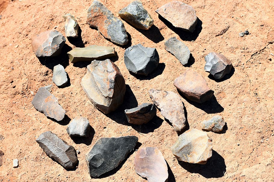 stone age, tools, middle stone age, scrapers, south africa, full frame, sunlight, backgrounds, solid, nature