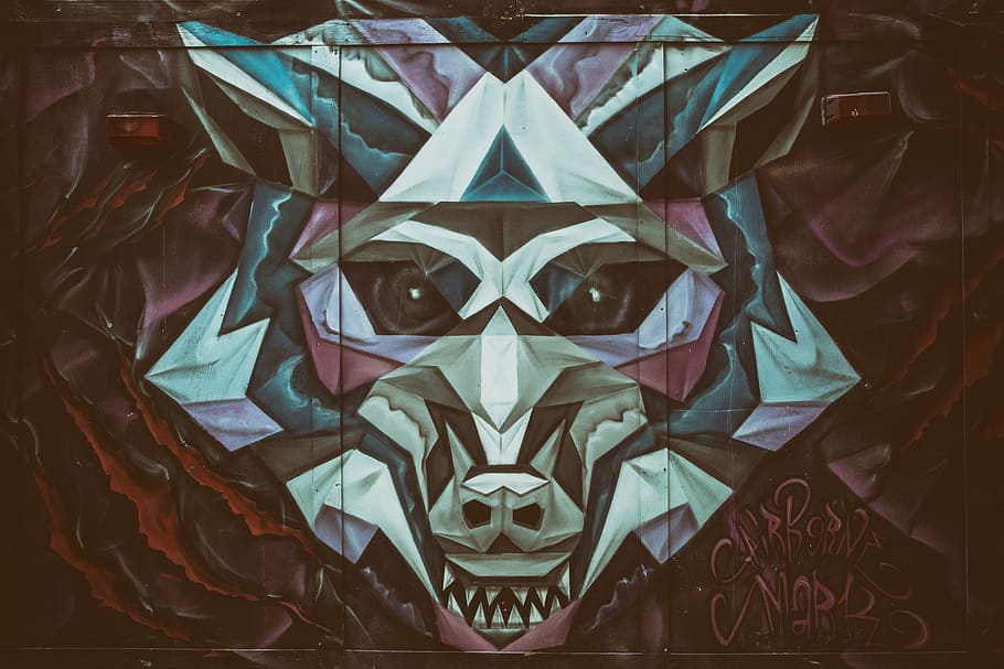 urbano, arte callejero de lobo, capturado, calle lobo, Shoreditch, graffiti, arte callejero, fondos, resumen, ilustración