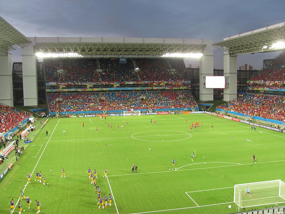 スタジアム, 世界, ワールドカップ, 2014年, ブラジル, 競争, 夜, スポーツ, サッカー, 観覧席