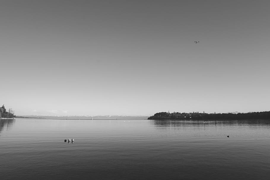 lake constance, lake, quiet, black and white, rest, water, scenics - nature, sky, tranquility, tranquil scene