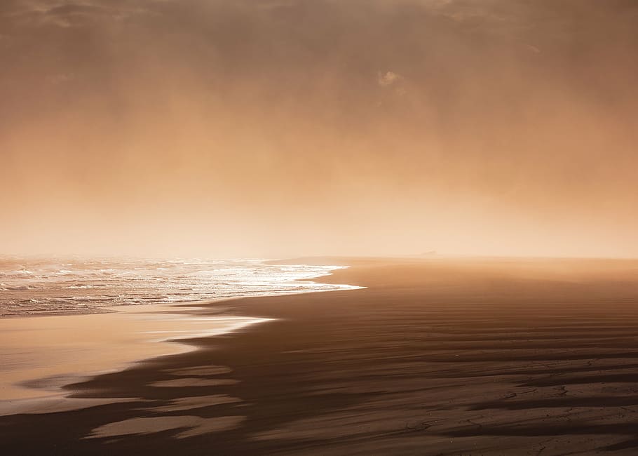 tempestade de areia, corpo, agua, oceano, mar, praia, ondas, corrente, natureza, paisagem