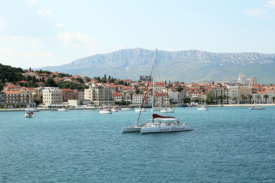 split, adriatic sea, adriatic, croatia, catamaran, sailing, charter, sea, blue sea, kozjak