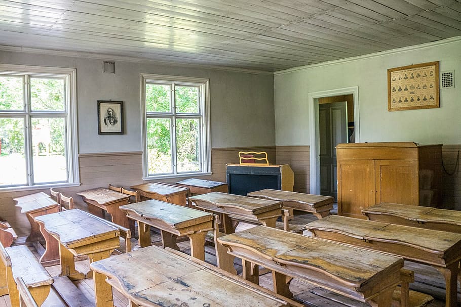 empty class room, classroom, skansen, stockholm, sweden, indoor, scandinavia, swedish, house, traditional