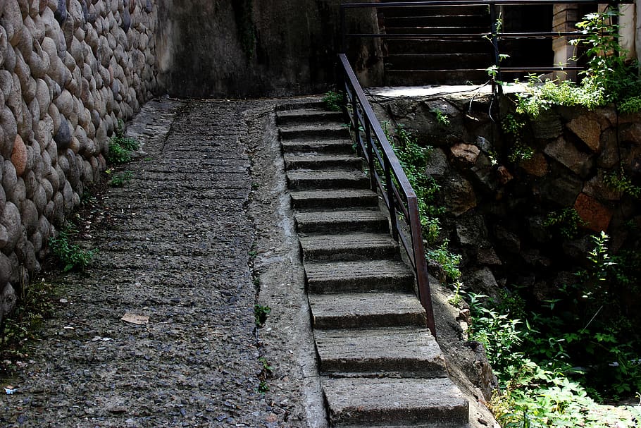 escaleras, república de corea, muro de piedra, arquitectura, escultura, luz, pasamanos, gris, escalera, escalones y escaleras