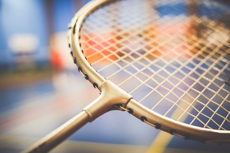 raquete de badminton, fechar, badminton, raquete, close-up, ativo, caber, saúde, saudável, esporte