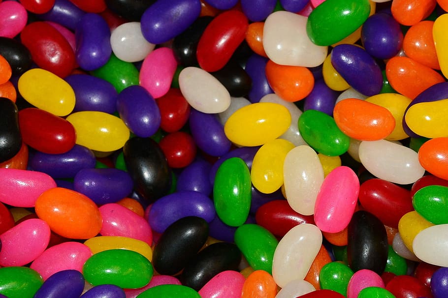 assorted-color marble ball lot, color, jelly, candies, jelly beans, candy, sugar, sweets, green, purple