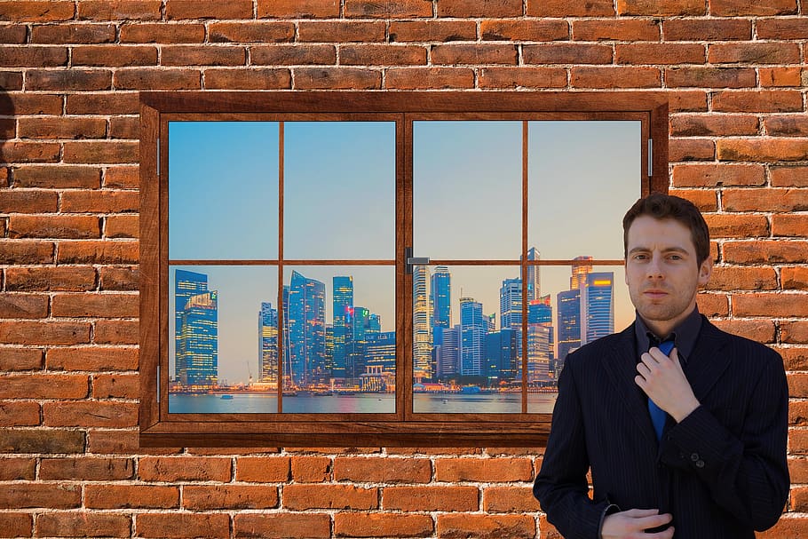businessman, suit, young, leader, tie, successful, office, work, view, city