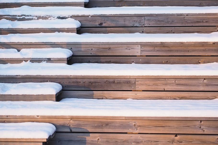 stairs, snow, sunlight, winter, cold, white, outdoor, season, staircase, frost