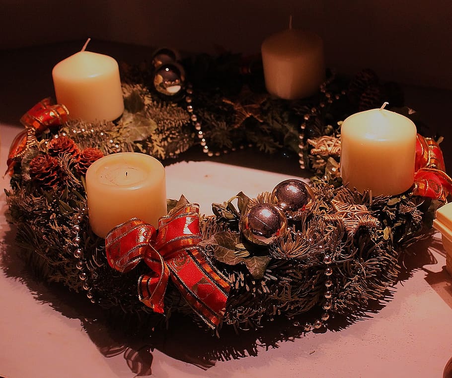 advent wreath, holiday, candlelight, christmas, candle, decoration, winter, christmas Ornament, celebration, christmas decoration