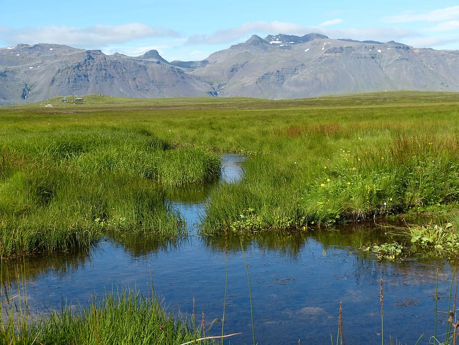 iceland, snaefellness, snæfellsnes peninsula, nature, volcanic, landscape, prairie, mountains, lake, water