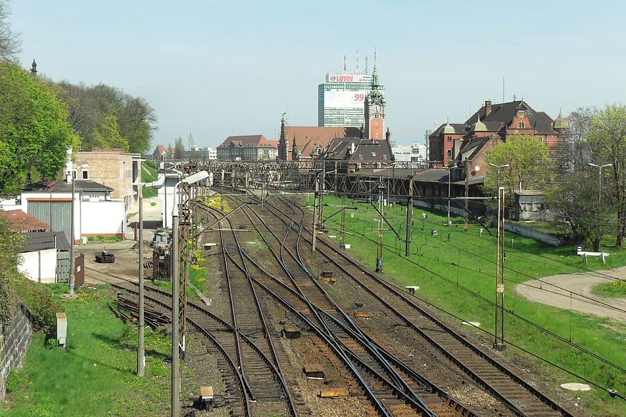Gdansk, Poland, Railroad, Railway, buildings, city, cities, landscape, architecture, transportation