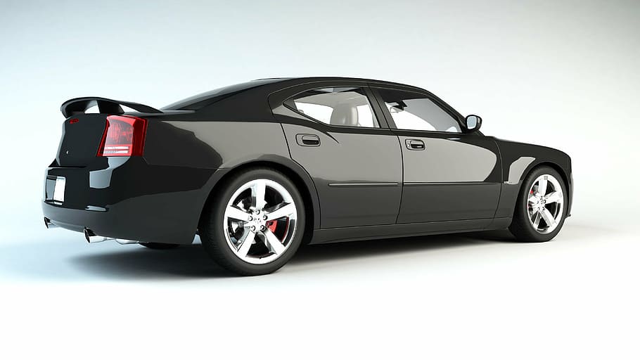 black dodge charger, car, 3d car model
