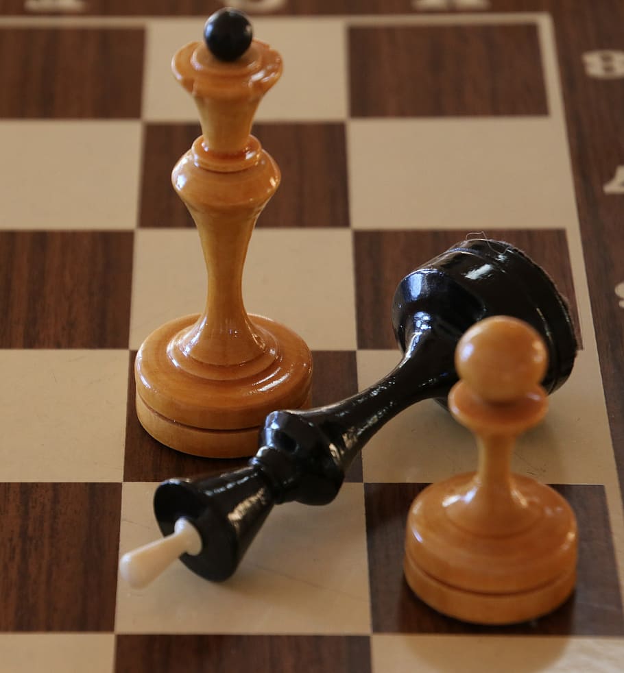black, king chess piece, two, brown, chess pieces, Chess, Match, Win, Lose, Duel, War