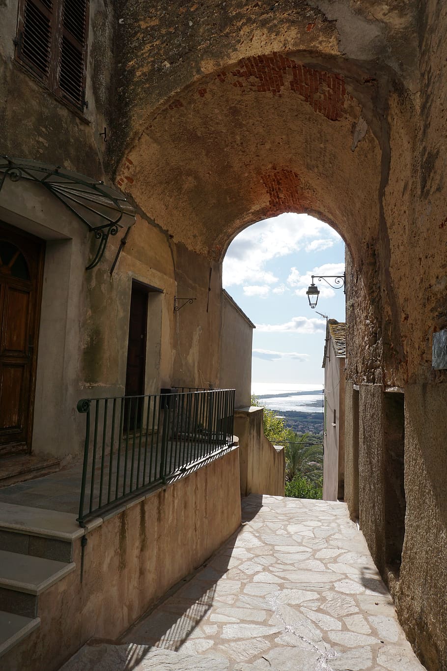 corsica furiani, views of the lido de la marana, bastia, holiday destination, old french village, perspective, architecture, built structure, arch, building