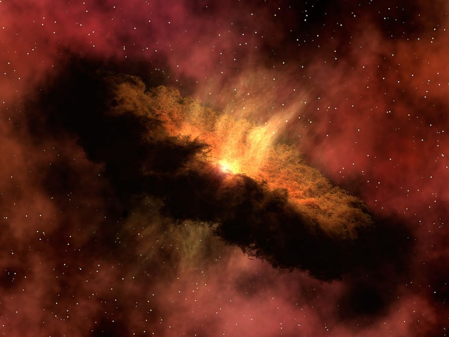 black, red, comet explosion, solar system, young, artist concept, new star, dust, protoplanetary disk, space