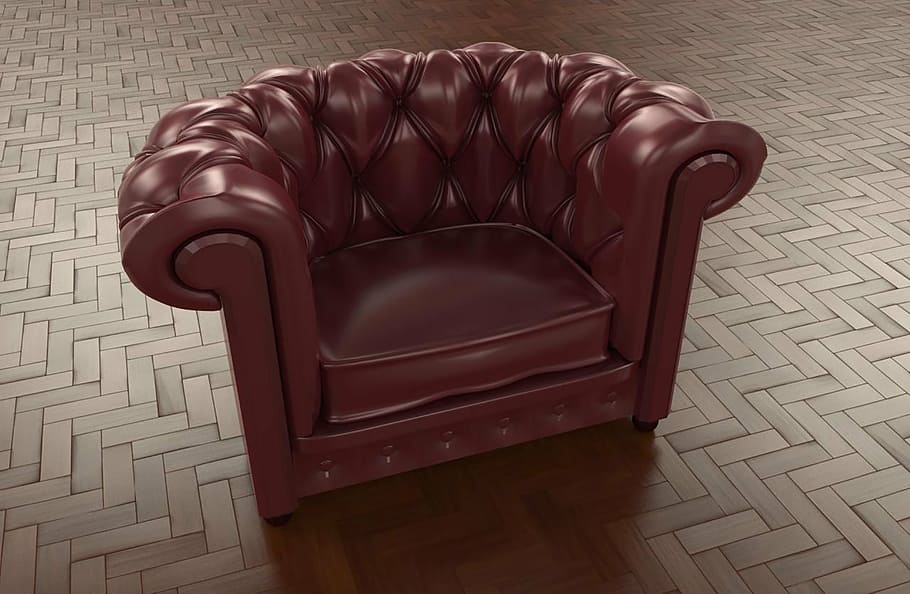 tufted, brown, leather chesterfield sofa, inside, room, armchair, chair, furniture, living room, interior