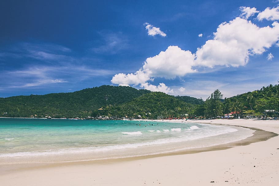 tiro, tropical, playa, costera, Ko Phangan, Tailandia, naturaleza, nubes, costa, vacaciones