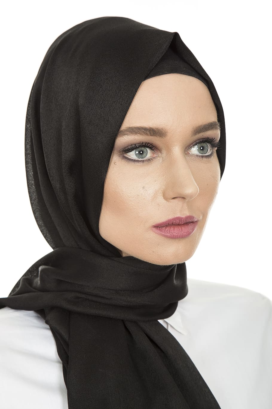 woman, black, hijab headdress, hijab, head cover, hair, scarf, women's, long hair, model