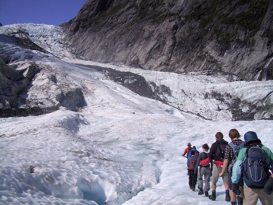 Gletser, hiking, kenaikan, lanskap, petualangan, trekking, outdoor, indah, puncak, jejak