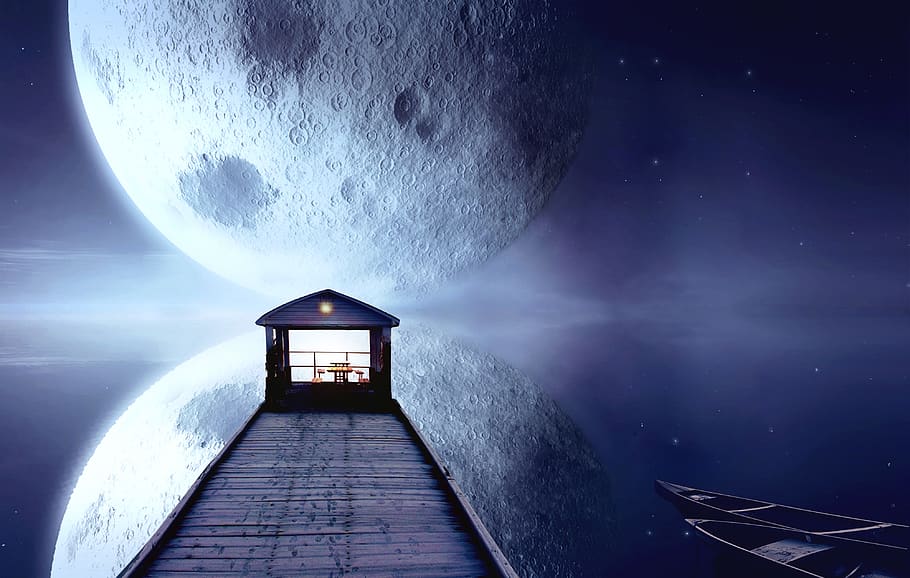 nature, imagine, water, nice, background, wood, construction, coloring, the  water, moon | Pxfuel