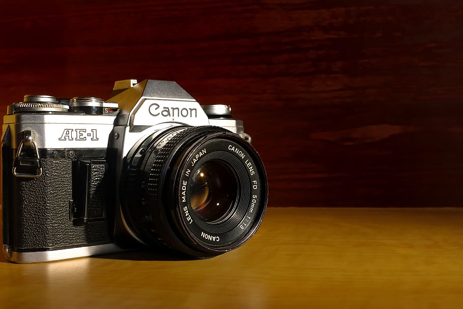 camera, canon, ae-1, photography, vintage, old, film, dslr, professional, history