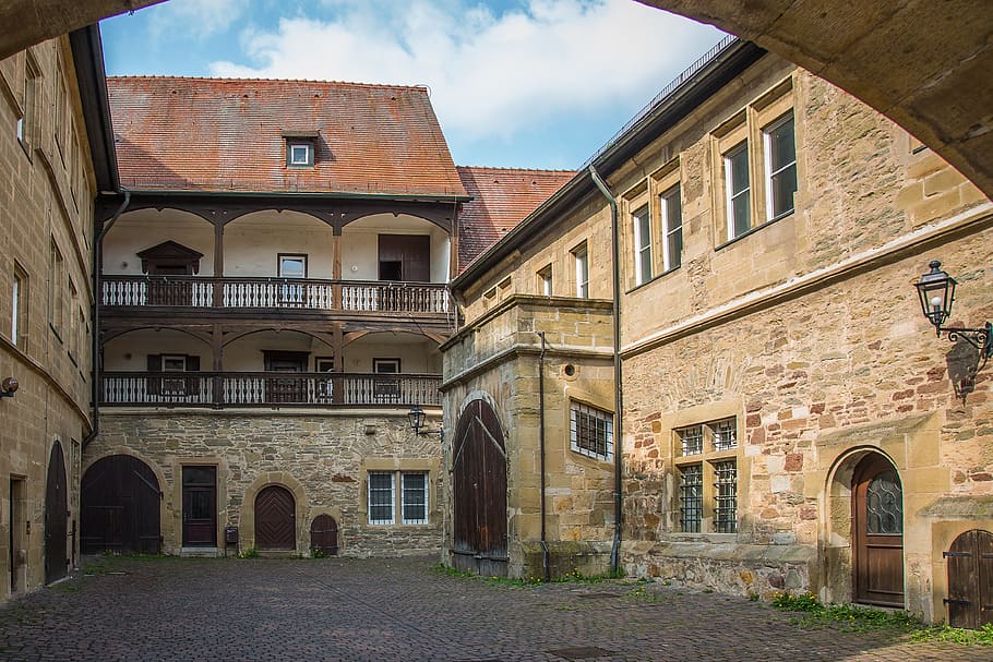 Brackenheim, Castle, Courtyard, baden württemberg, historis, arsitektur, eksterior bangunan, lengkungan, jendela, struktur bangunan