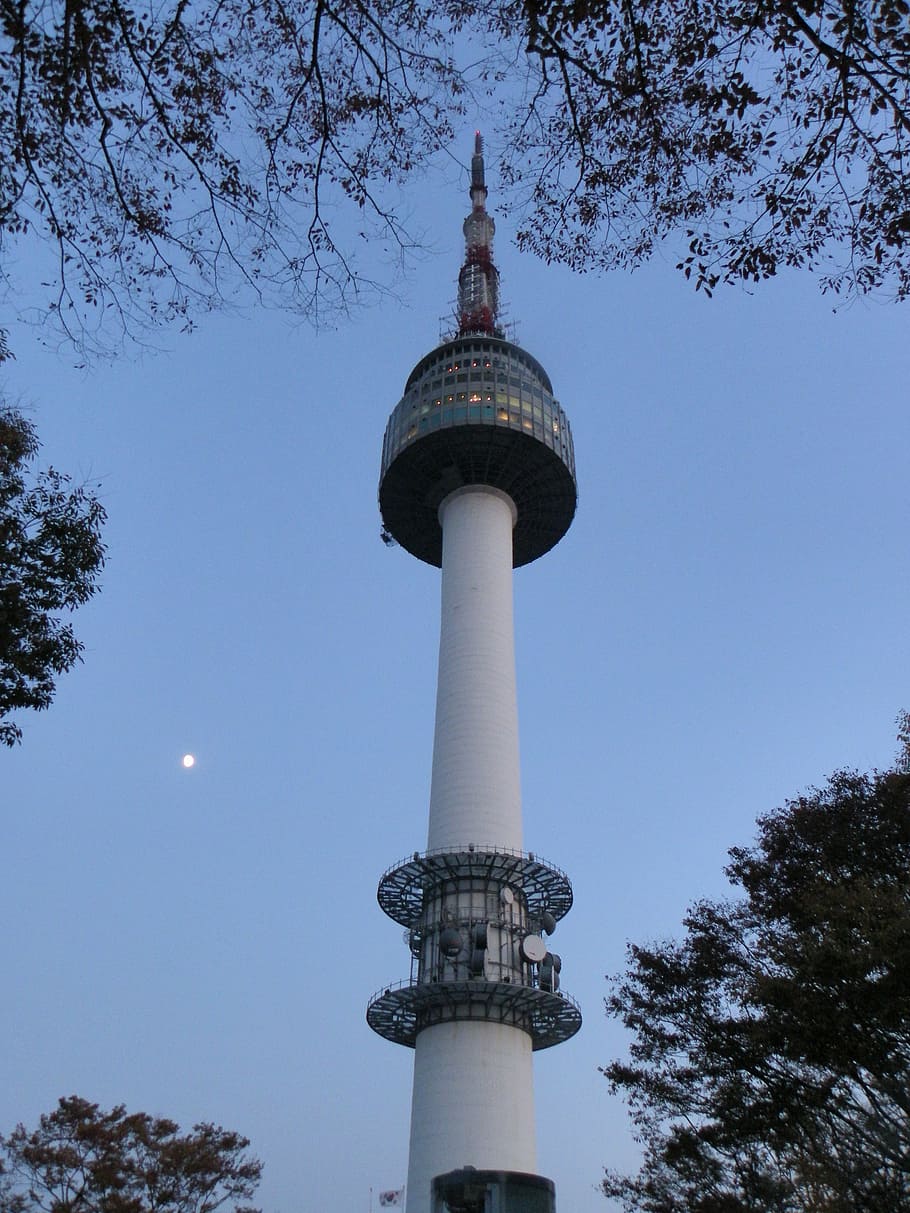 white, grey, tower, blue, sky, namsan tower, seoul, republic of korea, korea, n seoul tower