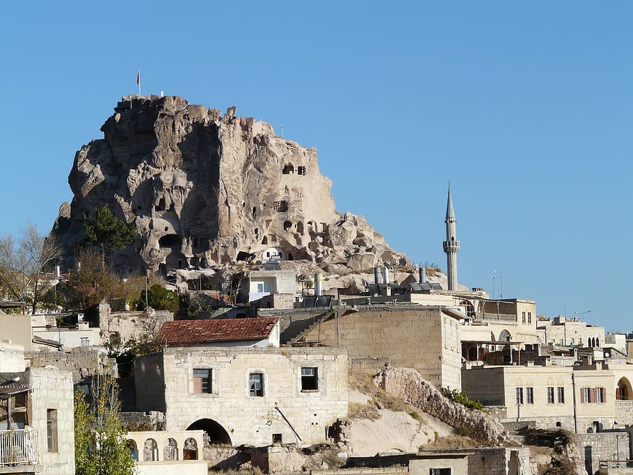uchisar, tuff stone dwellings, Tuff, Stone, Dwellings, cappadocia, nevşehir, turkey, rock apartments, castle rock