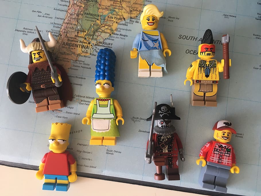 mini figura de lego, set, Lego, legogubbar, legogummor, mapa del mundo, mapa, bart, madge, pirata