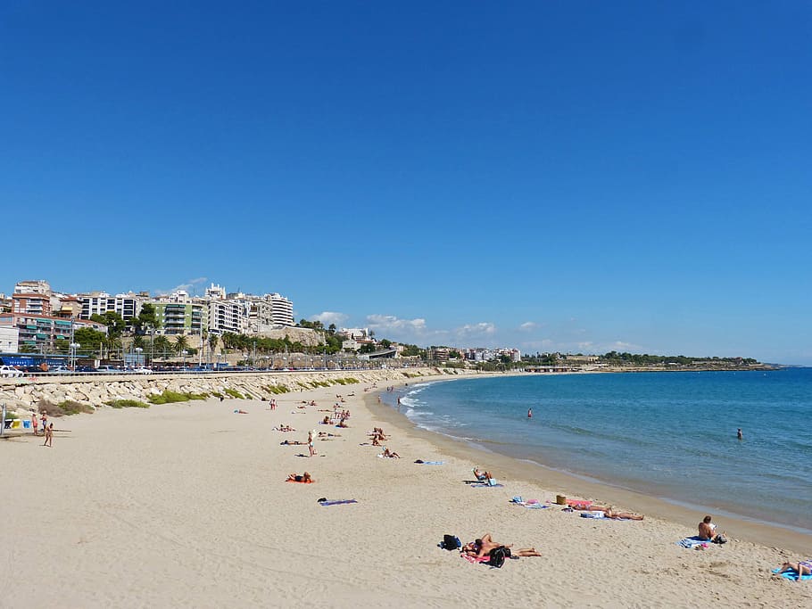 beach, tarragona, skyline, platja the miracle, land, sea, water, holiday, sky, vacations
