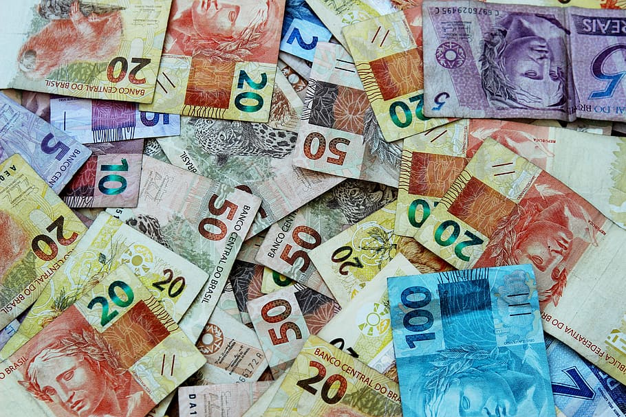 boletas, dinero, real, nota, moneda brasileña, brasil, cincuenta dólares, moneda, ingresos, salario