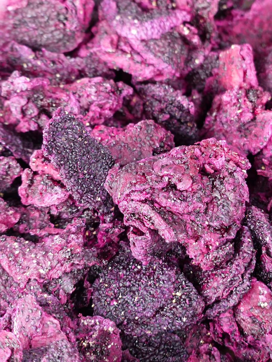 dried fruit, dragon fruit, dried, pitahaya, pitaya, candied, konfiert, method of preservation, candied fruit, violet