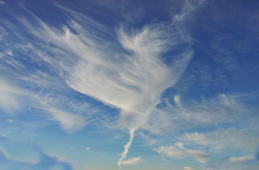 blue, sky, white, clouds, cloud, heart, background, texture, nature, romantic