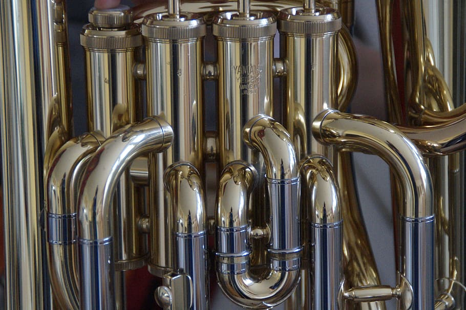tuba, trains, pipes, brass instrument, instrument, musical instrument, euphonium, sheet, music, shine